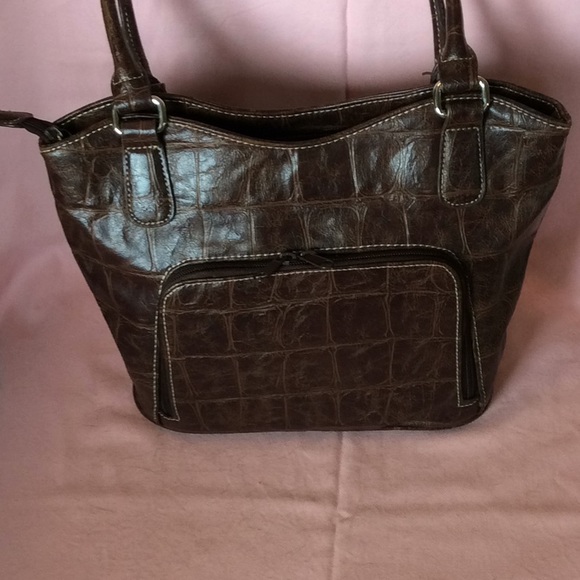 FINAL SALE PRICE Koltov Brown Croc Handbag - Picture 2 of 6